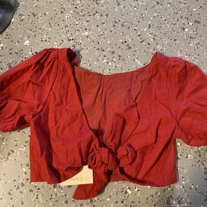 Cropped red tie top